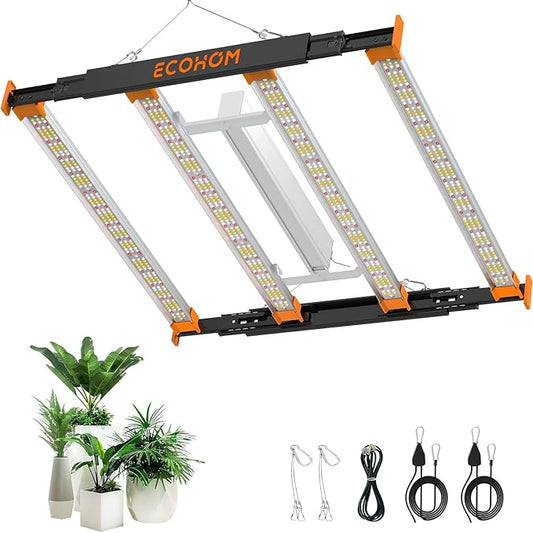 Grow Lights for Indoor Plants, 320W LED Grow Light, 3x3ft Coverage Full Spectrum Daisy Chain Growing Light, Dimmable & Retractable Bar Style Grow Lamp for Greenhouse Vegetable Flower