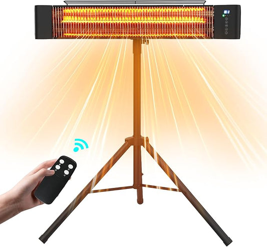 Outdoor Electric Heater For Patio Use RealSmart 1500W Portable Outdoor/Indoor Heaters 3 Heat Modes Wall Mounted Ceiling Tripod Heater Waterproof IP65 TUV Certification for Restaurant Garage Greenhouse