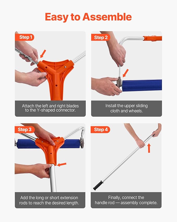 VEVOR Snow Roof Rake, 17 in Aluminum Blade, 4.1-17.2 ft Adjustable Roof Snow Scraper with Wheels & Slide, Lightweight Snows Removal Tool for House Rooftop Leaves Debris Clearing