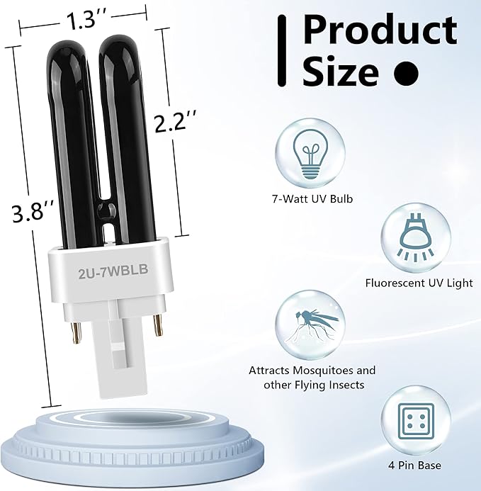 2 Pack Bug Zapper Replacement Fluorescent Bulbs, 41050 Bulbs Compatible with DynaTrap DT1050 DT1100 DT1250, 7W UV Light Ultraviolet Mosquito Killer Lamp, 1/2 Acre Trap Replacement Bulb
