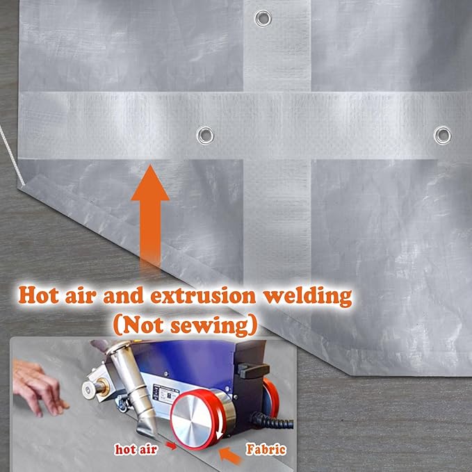 Strong Camel 10'x20' Carport Replacement Canopy for Tent Top Garage Shelter with Ball Bungees (Only Cover, Frame Not Included) (Silver, 10x20)