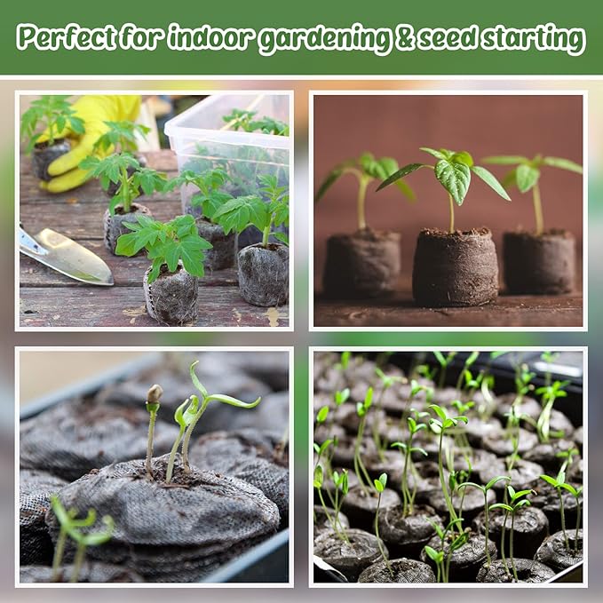 Legigo 200 Pcs 50mm Seed Starter Peat Pellets Pods for Seedlings- Compressed Seed Starting Pellets Seed Starter Pods Plugs Soil Peat Pods for Starting Seeds, Garden Planting Herb Flower Vegetables