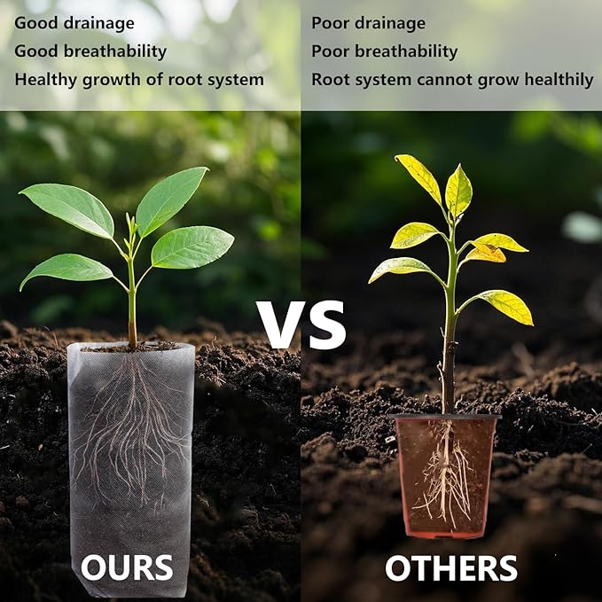 Belit 100 Pcs Nursery Grow Bags, Non-Woven Plants Pots Container for Starting Deep Rooted Plants Vegetable, Flower, Seedling Tree (7.5"x13.5")