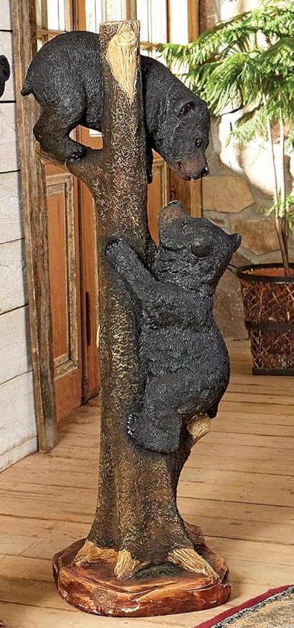Black Forest Décor Two Black Bears Climbing Sculpture - Large