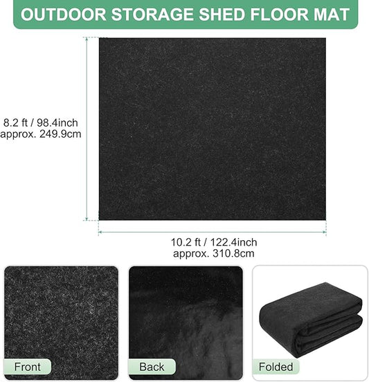 Outdoor Storage Shed Mat, 8.2x10.2 FT Waterproof Small Shed Flooring Mat for Patio Furniture Floor Protecting from Wear/Liquid/Dust/Oil, Non-Slip Carport Pad [Grey]