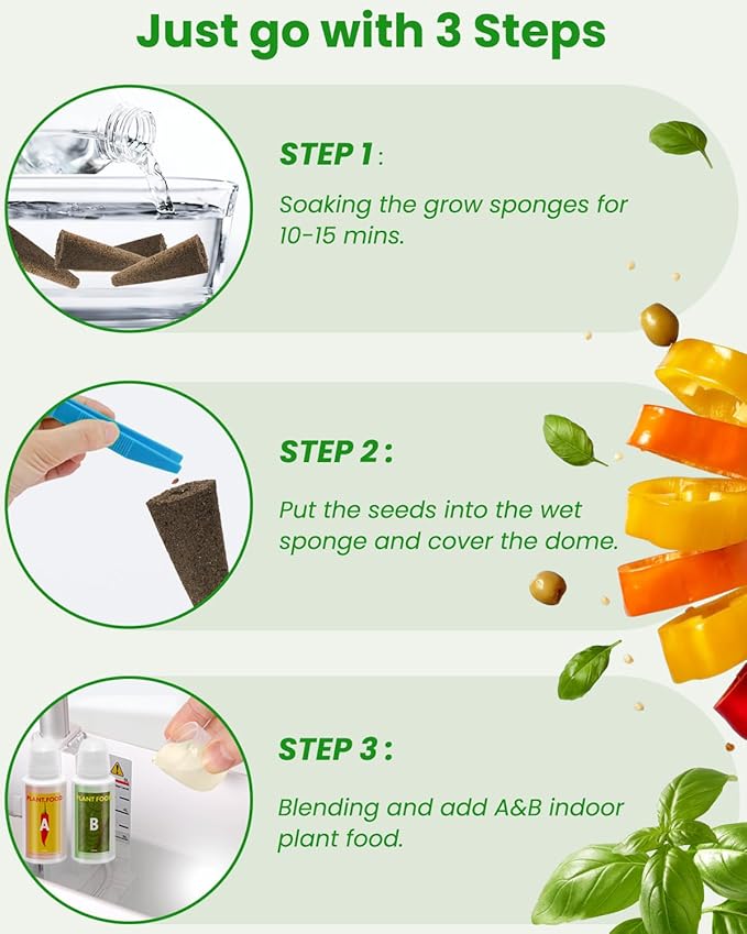 inbloom Grow Anything Seed Pod Kit for AeroGarden, Ahopegarden, GARDENCUBE, iDoo, MUFGA Hydroponic Growing System, 68 Pcs Indoor Garden Supply with 30 Grow Sponges, 12 Baskets, 12 Domes and 12 Labels