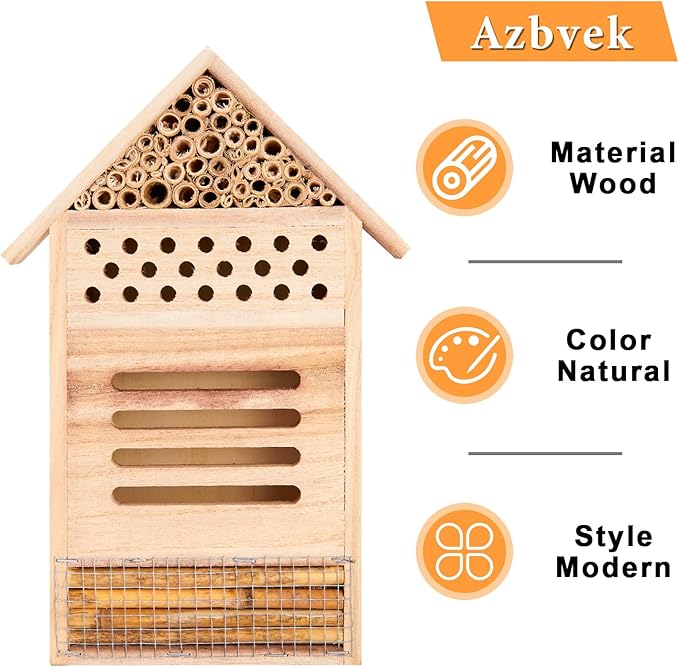 Wooden Insect House Hotel for Bee, Butterfly, Ladybirds, Beneficial Insect Habitat, Bug Hotel Garden 11.7" x 7.7" (A)