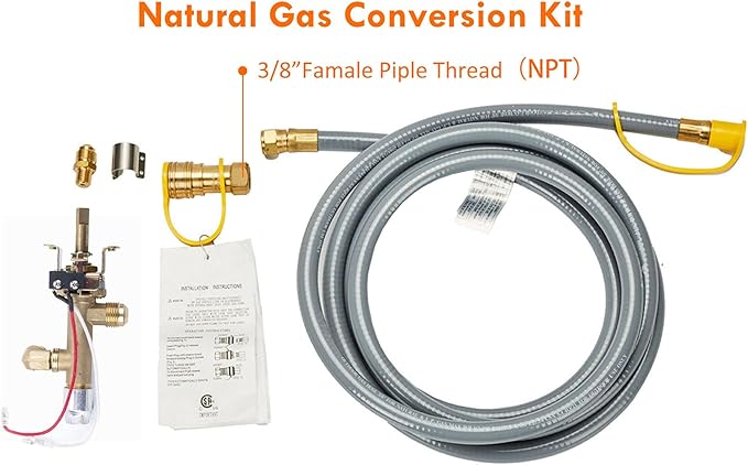 28-Inch Propane Fire Pit with Natural Gas Conversion Kit, 50,000 BTU Round Gas Fire Pit Table, Outdoor Fire Bowl Firepit with Lid, Lava Rocks, Cover, Pre-Attached 10FT Propane Hose, Gray