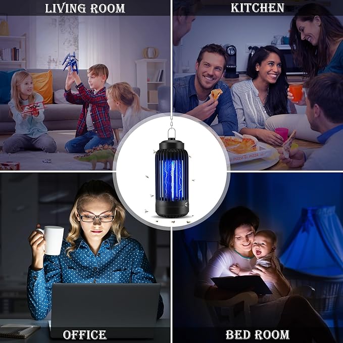 Qualirey Electric Bug Zapper 1000V Mosquito Killer Lamp Portable Insect Killer Indoor Fly Zapper Trap Mosquito Repellent Outdoor Insect Catcher UV Light for Backyard Patio(2 Packs)