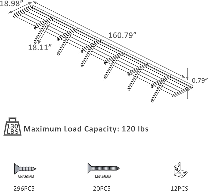 Shelf Suitable for 8x14FT Wood Greenhouse, 161" Wooden Storage Shelf Kit Fit Multiple Greenhouse, Horticulture Workstation, Work Bench System Shelving, Light Mocha Brown, 2 Pack