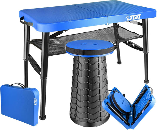 Small Folding Table, Adjustable Height, Camping & Picnic Table, 4 Foot Lightweight
