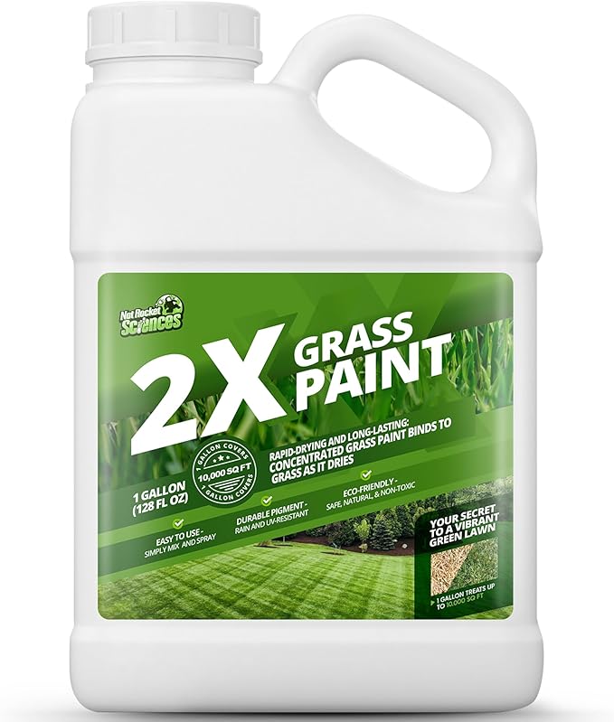 2X Green Grass Paint for Lawn, Ideal Turf Paint for Grass & Green Lawn Paint to Renew Discolored Lawns, Concentrated Grass Spray Paint, Green Grass Lawn Spray for Vibrant, Green Lawns, 1 Gallon