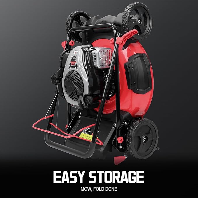 PowerSmart Self Propelled Gas Lawn Mower 21-Inch with Briggs and Stratton E550 140cc Engine 2-in-1 Mulch and Bagger B8721S1