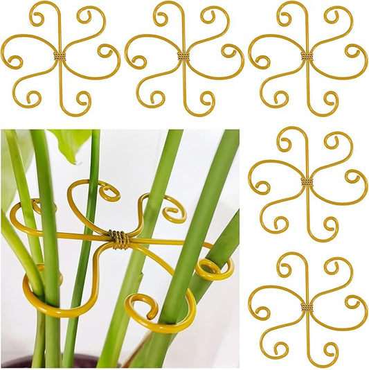 Kerros Monstera Plant Support 5 Pack, Plant Stem Support Metal Plant Stabilizer for Indoor Plants Stem Stabilizer Growth Accessories, Gold