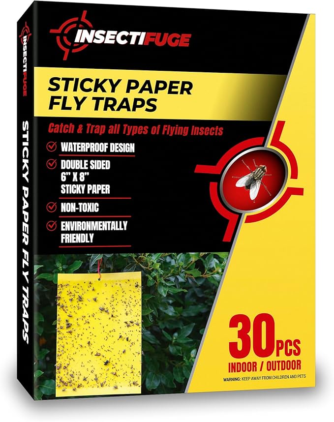 30Pcs Dual-Sided Yellow Sticky Traps for Plant Gnats - Waterproof Fly Paper Outdoor Indoor for Fungus Gnat Trap, Fly Tape Outdoor for Whiteflies, Aphids, Leafminers, Fruit Sticky Traps