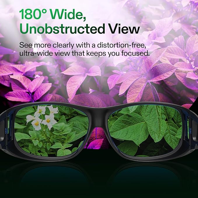 VIVOSUN Grow Room Glasses, Indoor Hydroponics LED Grow Light Glasses, Anti-UV Glasses for Visual Eye Protection, 1pcs