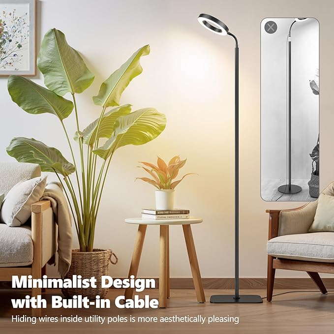 Plant Grow Light, 20W Growing Lights for Indoor Plants Full Spectrum, LED Floor Lamp with Height Adjustable Stand, Auto Timer 3/9/12H,10 Dimmable Brightness for Small Large Tall Plants Growth