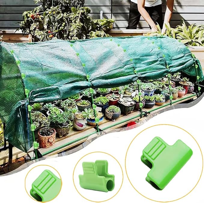 24pcs Greenhouse Clamps Hoops for 10-12mm PVC Pipe Tubes, Greenhouse Film Clamps Shading Net Rod Clip Garden Hoops for Row Cover, Greenhouse Plastic Sheeting Support, Green (11mm)