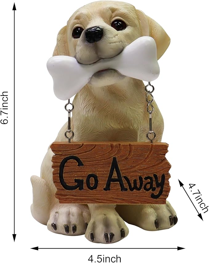 Nature's Mark Labrador Retriever Dog Puppy Statue with Welcome Sign Resin Garden Statue Decor 6.7" H
