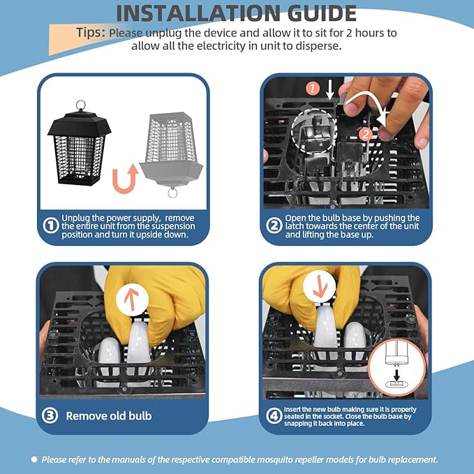 15W Bug Zapper Light Bulb Compatible with Black Flag BZ-15 BB-15WHT, for Hemiua T6, T8, T9, for Flowtron BK-15D, for Stinger B1515 FP15 UV15 & Most U Shaped Twin Tube Bulbs with 4-Pin Base, 3 Pack