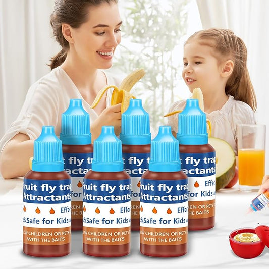 Fruit Fly Trap Refill Liquid Only, 2025 Upgrade Traps for Indoors, Efficient Gnat Killer Indoor, Fruit Bait Home, Kitchen (6, Blue)