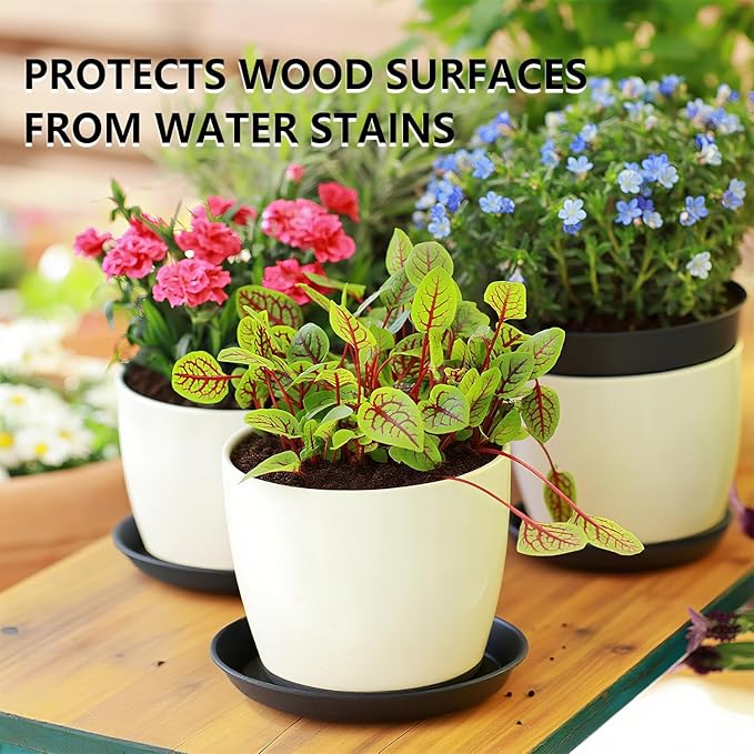 9 Pack Plant Saucer Set, 3pcs 8 inch 3pcs 10 inch 3pcs 12 inch Heavy Duty PP Plastic Pot Trays, Durable Water Catcher Plates & Drip Trays for Indoor Outdoor Gardening