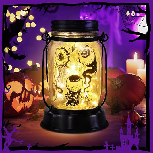 Halloween Decorations Gifts for Women/Men Halloween Eyeballs Solar Lanterns Eyeball Decorations Outdoor Lights Solar Garden for Yard, Patio,Backyard,Porch Torches Light