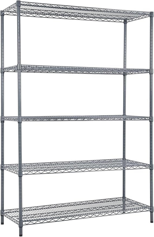Land Guard 5 Tier Storage Racks and Shelving - 48" L x 20" W x 72" H Heavy Steel Material Pantry Shelves - Each Unit Loads 350 Pounds Wire Shelf, Suitable for Warehouses, Closets, Kitchens…