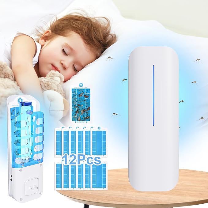 Fruit Fly Traps for Indoors Plug-in Gnat Traps for House Indoor Gnat Killer Indoor Fly Trap with UV Light Flying Insect Trap with 10 Sticky Glue Bug Catcher for Home Office