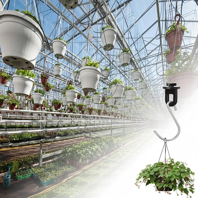 ELANE 30 Pcs Greenhouse Hooks and Twist Clips, Plastic Fixing Clips for Outdoor Garden Hanging Plants. (Black)