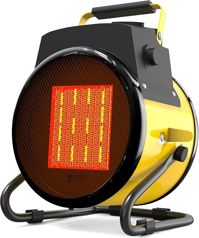 Outdoor Heater for Patio, Electric Portable Outdoor Heater with 3 Modes, 3s Fast Heating, with Overheat Protection, Electric Garage Heaters for Patio, Garage, Greenhouse, Yellow
