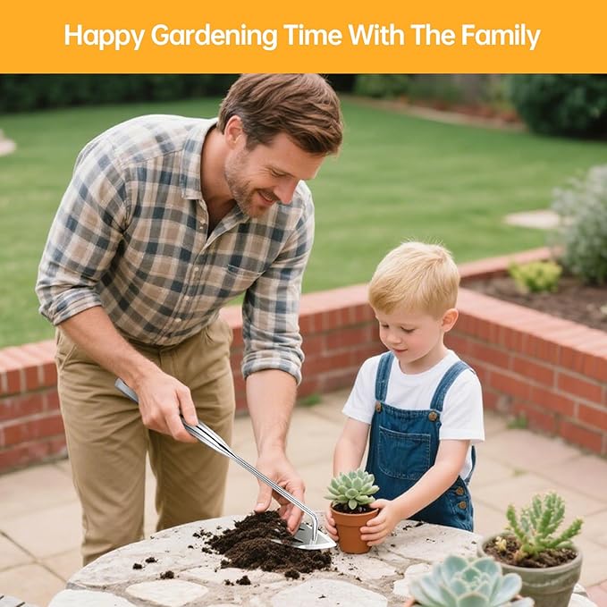 Manual Weed Remover Tool for Lawn and Garden, Heavy-Duty Weed Puller Tool 3-Tooth with Ergonomic Handle, Uprooting Weeding Tool for Gardening Backyard Farm