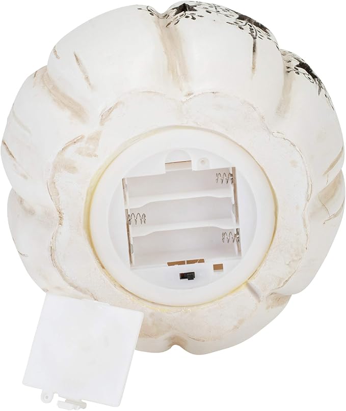 Mark Feldstein & Associates Welcome LED Pumpkin White 7 x 7 Resin Stone Halloween Collectible Figurine