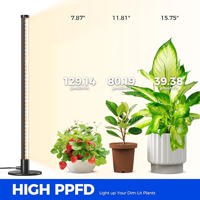 Barrina Standing Grow Light for Indoor Plants, 20W 2FT Desk LED Plant Light, Hanging and Standing, Table Top Full Spectrum Vertical Grow Lights with Stand and On/Off Switch, Ideal for Plants Growth