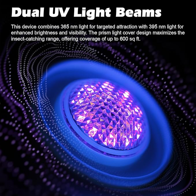 Fruit Fly Traps for Indoors Gnat Trap Lamp, Double Side Sticky Paper 360° Attraction for Fruit Fly, Gnats 9 Refills + 1 Starter Kit (Dutch White)