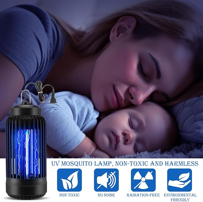 Qualirey Electric Bug Zapper 1000V Mosquito Killer Lamp Portable Insect Killer Indoor Fly Zapper Trap Mosquito Repellent Outdoor Insect Catcher UV Light for Backyard Patio(2 Packs)