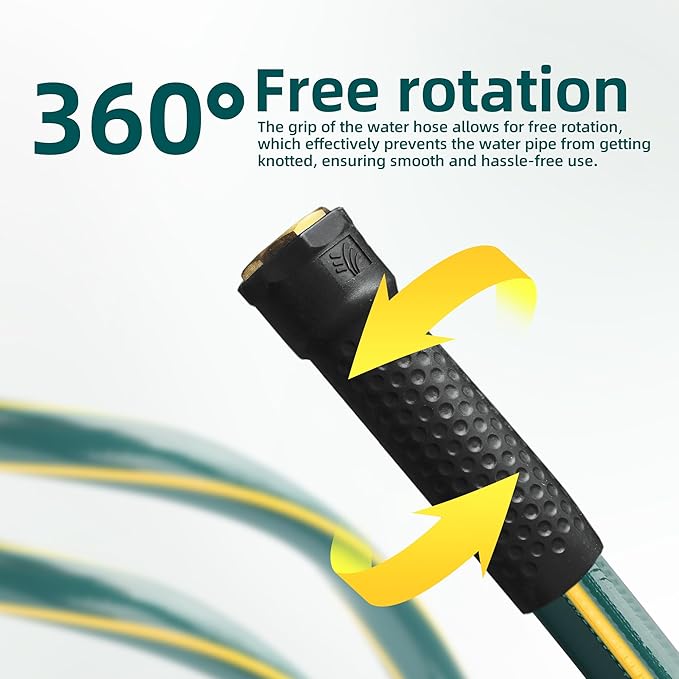 Solution4Patio Long Leader Green Garden Hose 5/8 in. x 50 ft. -Kink Free, No Leaking, Male/Female Fittings -Heavy Duty Durable Flexible Lightweight Water Pipe -Brass Aluminum Ends for Household & Yard