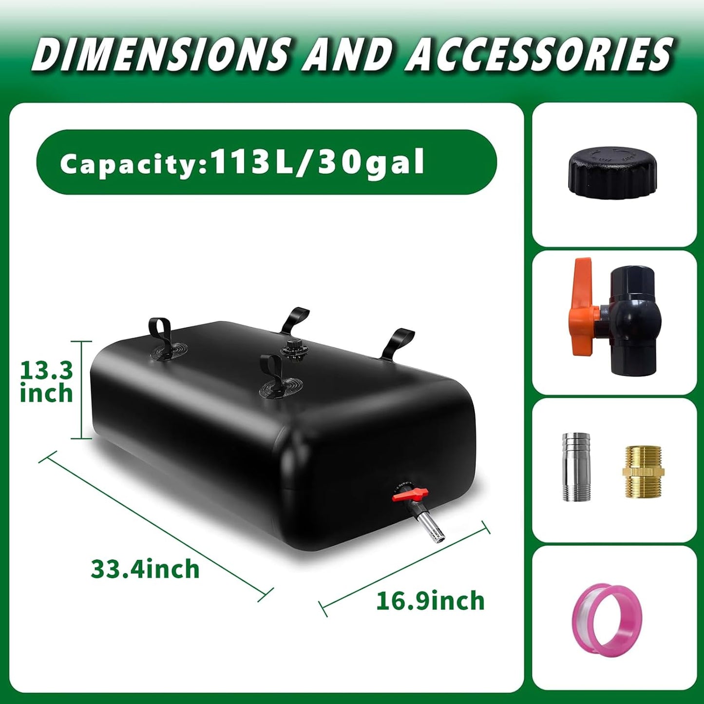 113 L/30 gal Water Bladder Storage Containers, Foldable Portable Water Tank Large Capacity Soft Water Bag, Drought Resistance, Fire Prevention, Emergency Water