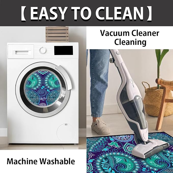 cfpolar Half Round Door Mat, Ocean Boho Semicircle Door Mats, Non Slip Area Rug Soft Doormat for Front Door Indoor Entrance Welcome Mat for Garage Patio Home Decor 24 x 36 in