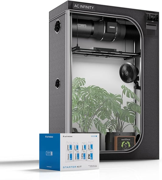 AC Infinity x Athena® Cultivator Kit, Complete 2-Plant Grow Tent System with Blended Line Fertilizer Starter Kit, Dynamic Learning AI Control with WiFi-Integrated Quiet Fans, Full Spectrum EVO Lights