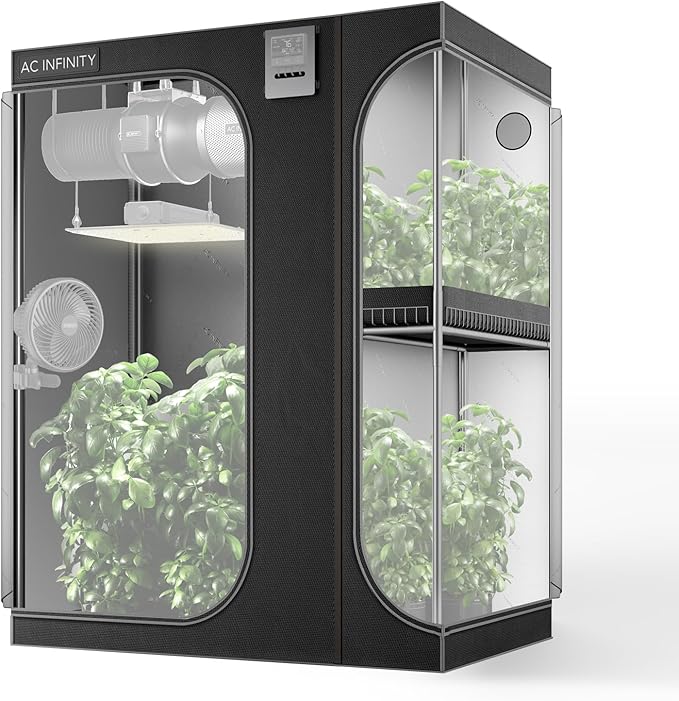 AC Infinity CLOUDLAB 864D 2-in-1 Advance Grow Tent, 60"x48"x80" Thickest 1 in. Poles, Highest Density 2000D Diamond Mylar Canvas, 5x4 for Hydroponics Indoor Growing