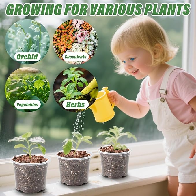 Clear Seedling pots 20 Pack 3.2 Inches Round for Seeds Starter Pots, Seeds Germination Transparent Clean Pots with Drainage Holes(Clear,20 Pcs, 3.14Inch)…