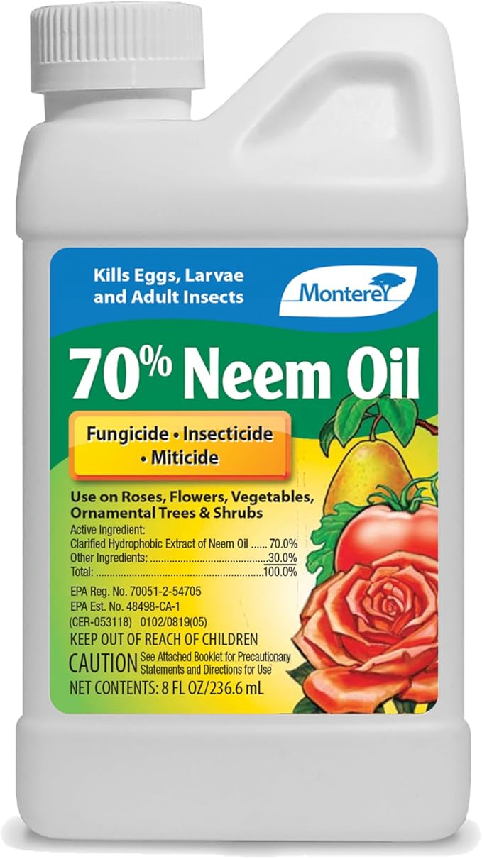 Monterey Neem Oil 70% for Controlling Insects & Disease, 8oz