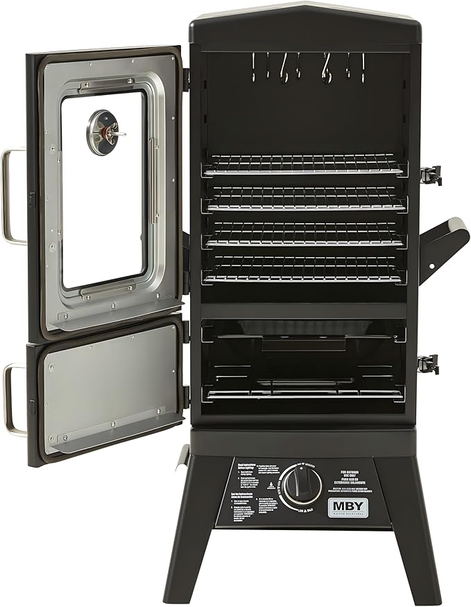 Large Vertical Propane Smoker Grill – 4-Rack Outdoor Gas BBQ Smoker with Temperature Control, Heavy Duty Design & Weather-Resistant Cover for Meat, Fish, Ribs