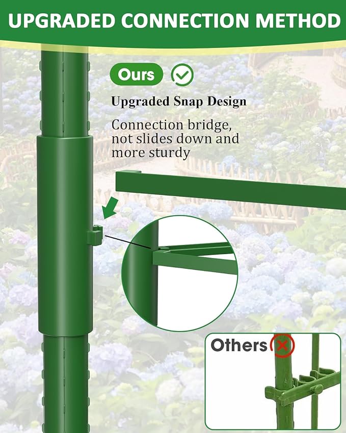 6 Pack Tomato Cages for Garden, 51 Inches Adjustable Tomatoes Plant Stakes Support Cages Trellis, Garden Trellis for Vegetable Flowers Fruits Climbing Plants- 20 Binding Wires Included