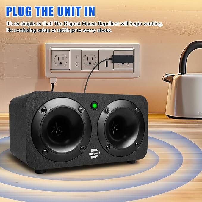 High Power Effective Plug-in Ultrasonic and Bionic, Rodent, Mouse Repeller for Building,Warehouse,Garage, Attic，Restaurant,Supermarket, and More. Coverage up to 2000 Square Feet When No Barriers