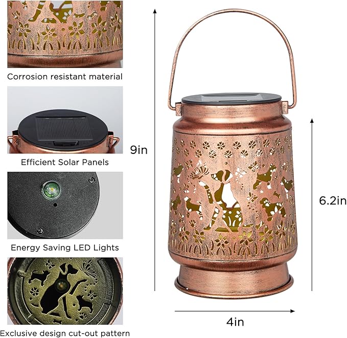 Dog Lovers Gift,Solar Lanterns Outdoor, Hanging Solar Lights Outdoor Waterproof with Stake, Dog Gifts for Women/Mom/Grandma/Father, Garden Deco,Christmas, Thanksgiving, Mother's Day,Holiday Gifts