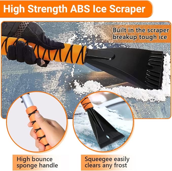 27" Snow Brush and Ice Scraper for Car Windshield - Heavy Duty Detachable Snow Removal Tool with Ergonomic Foam Grip for Cars, Trucks and SUVs