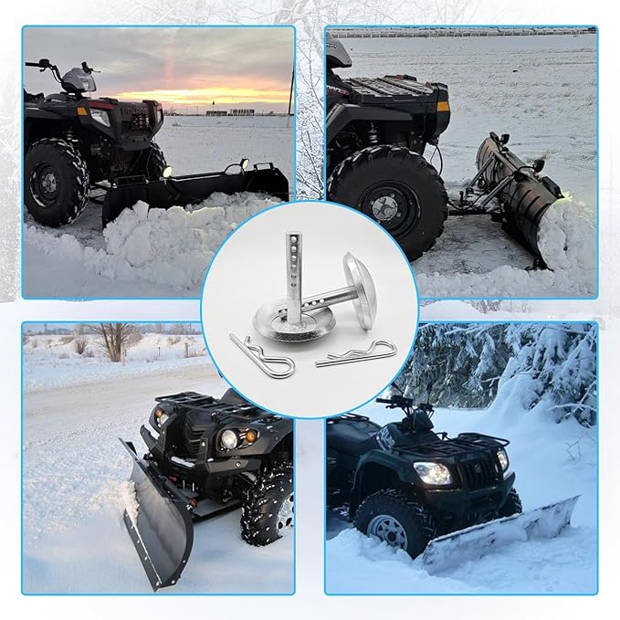 69212 Snow Plow Skid Shoe Blade Protector Replacement Heavy-Duty Skids Shoes with Round Shaft and Adjustable Pin Placement Lock Plow Skid Feet (2/Pack)