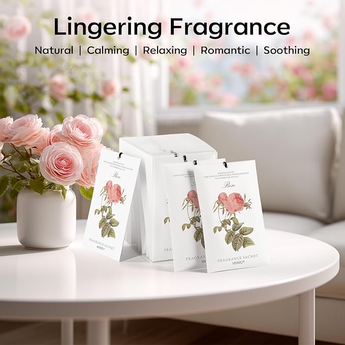 MYARO 12 Rose Sachets for Drawers and Closets, Long-Lasting Sachets Bags Drawer deodorizers Closet Scents Air FreshenerFresh Scents, Home Fragrance for Lover